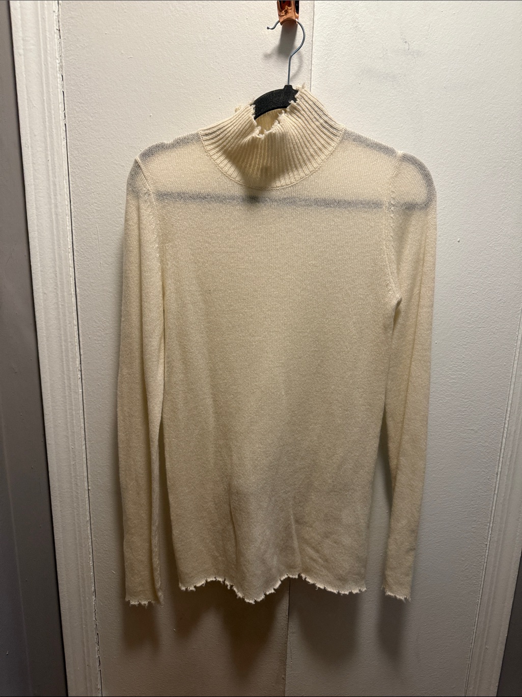 R13 Cream Turtleneck Ribbed-Neck Knit Sweater